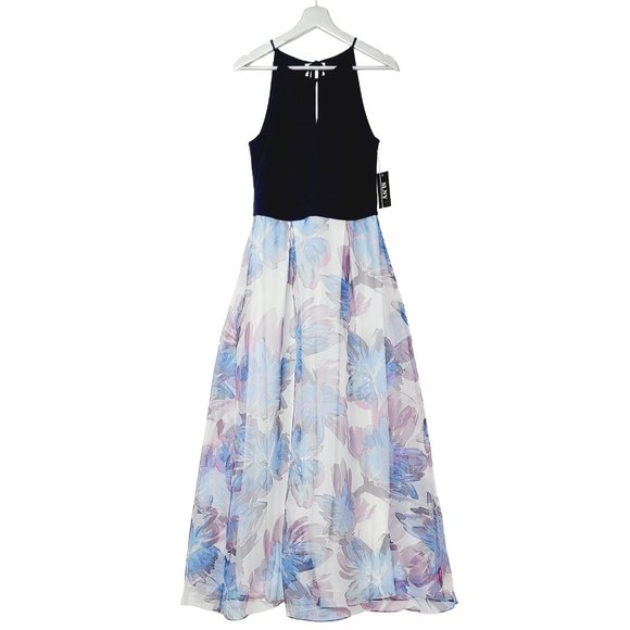 NWT SL FASHIONS Keyhole Top Dress w. Organza Skirt - Picture 5 of 6